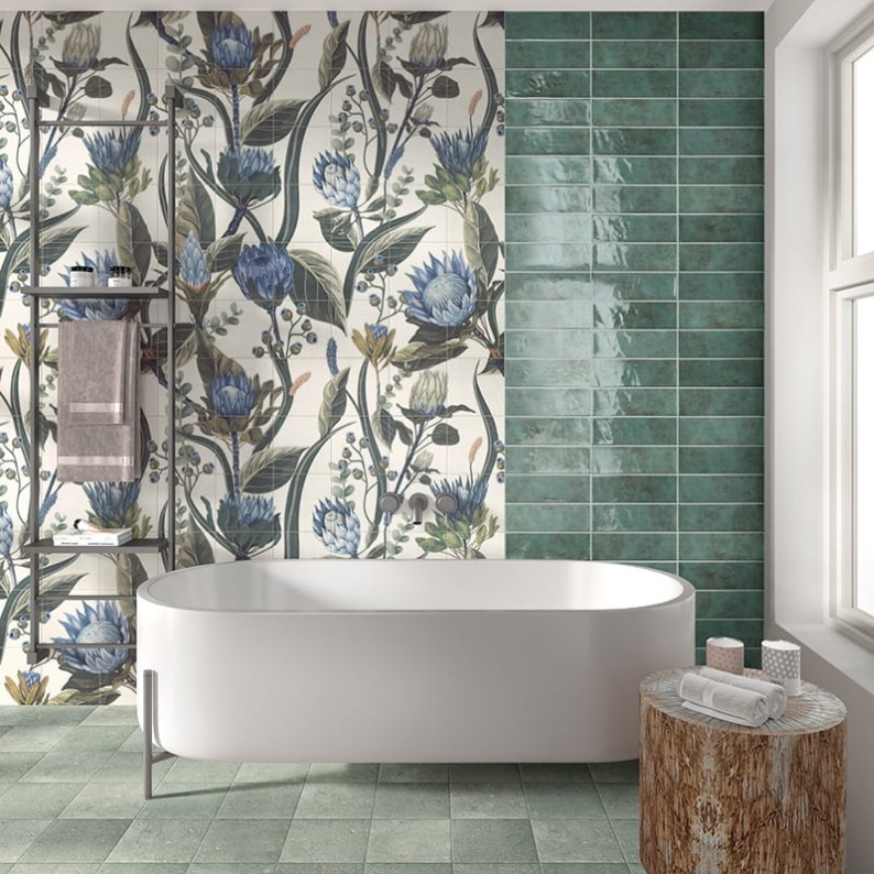 Mural Blue Leaves Mural Blue Leaves - Emisan Azulejos