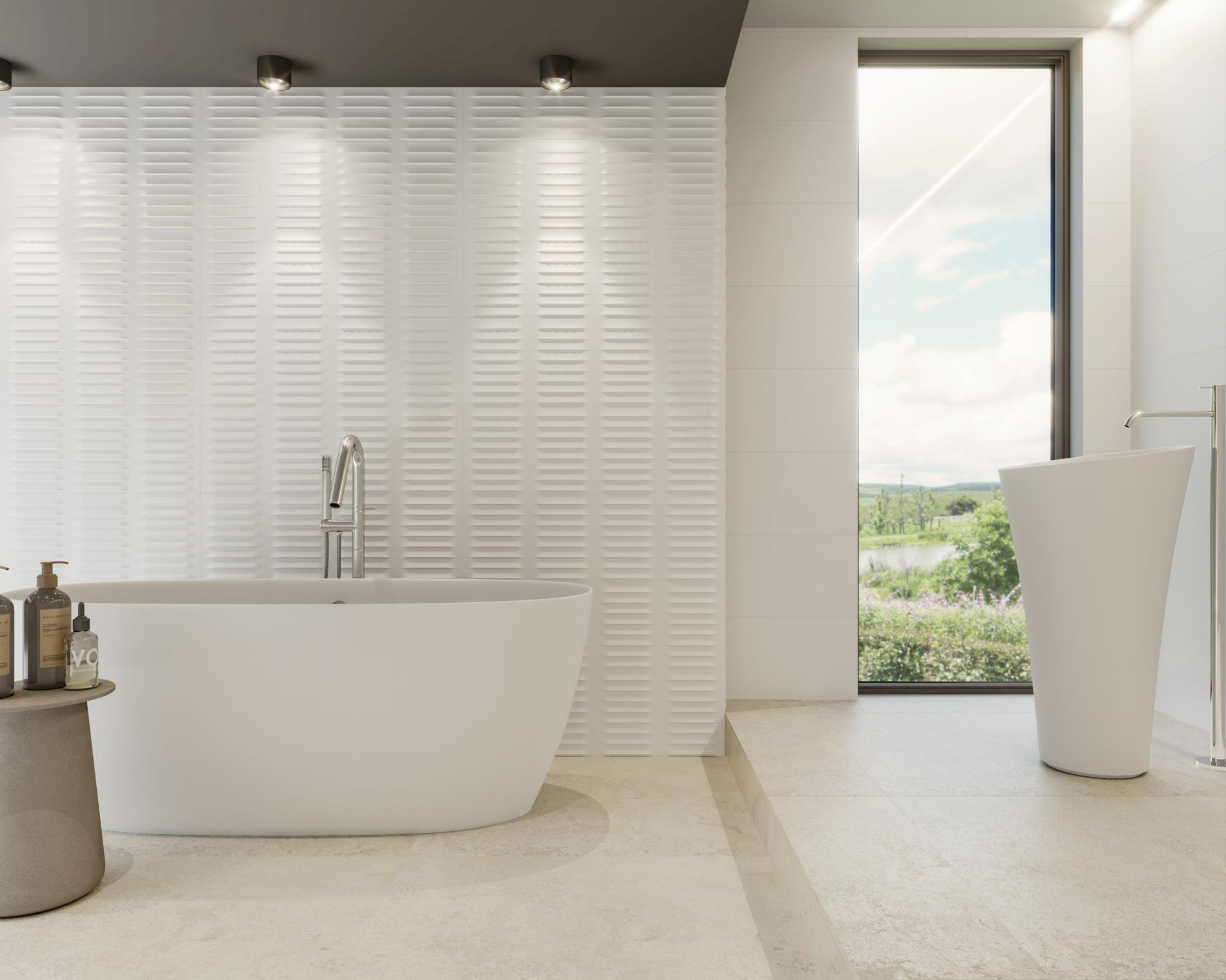 Branco Brilho 40X120 - Pamesa - Ambiente Revestimento Branco Brilho 40x120 - Emisan Azulejos Portugal