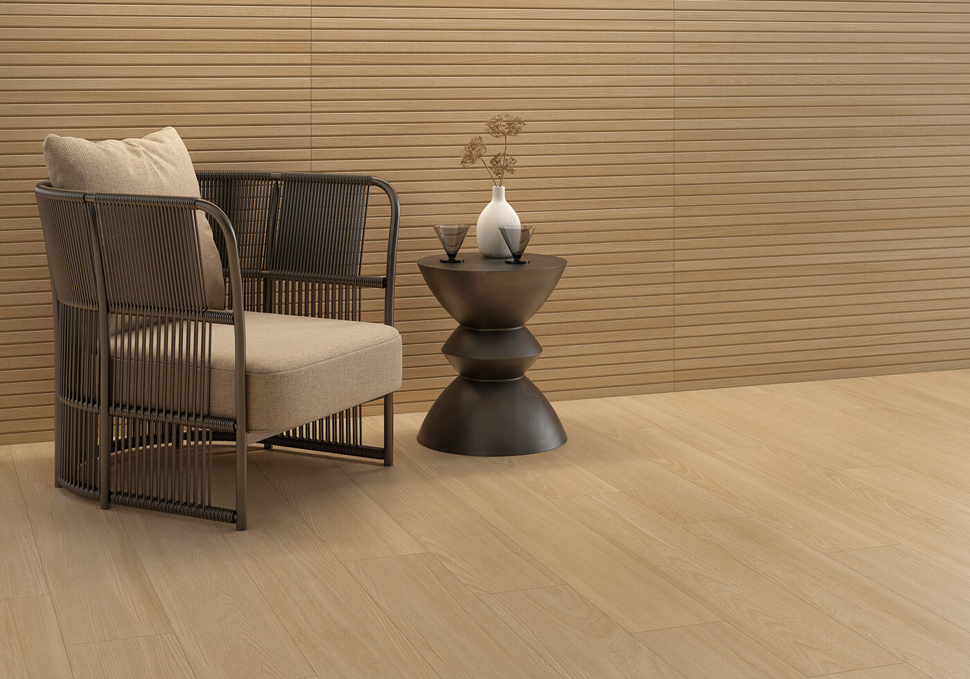 Poeme Concept 60X120 - Keraben - Ambiente Pavimento Poeme Brandy 20x120 - Emisan Azulejos Portugal